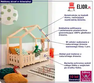 Elior Drewniane łóżko dziecięce domek - Timona 3X