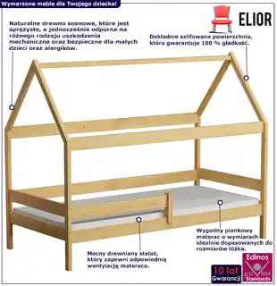 Elior Drewniane łóżko skandynawskie, sosna - Cubis 3X 200x90 cm