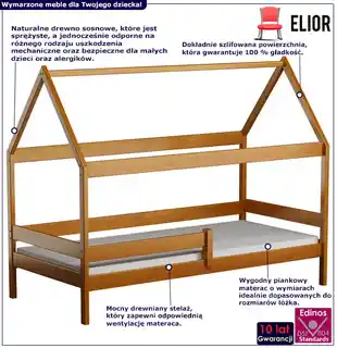 Elior Łóżko dla dziecka przypominające domek, olcha - Cubis 3X 160x80 cm
