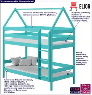 Elior ŁÓŻKO DOMEK DREWNIANE PODWÓJNE 200X90 2 MATERACE