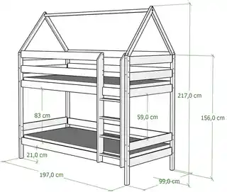 Elior ŁÓŻKO DZIECIĘCE DOMEK DREWNO 2 MATERACE BARIERKI