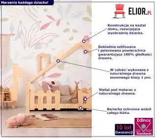 Elior Łóżko dziecięce domek z barierką ochronną - Emily