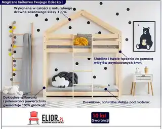 Elior Piętrowe łóżko domek dla dzieci Dalli 6X