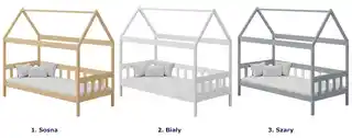 Elior Szare łóżko domek dla dziecka plus materac - Laros 3X 190x90 cm
