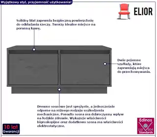Elior Szary stolik kawowy do salonu - Velamro