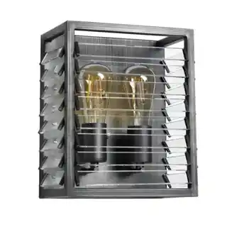 Elstead Lighting kinkiet Louvre LOUVRE2 szary metal industrial 2-punktowy