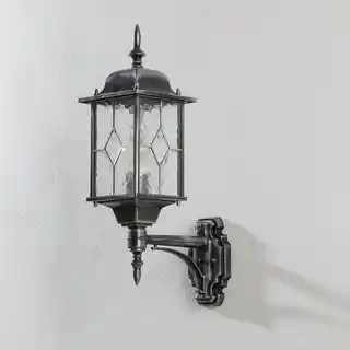 Elstead Lighting Kinkiet zewnętrzny Wexford WX1 IP43 czarno-srebrna oprawa, klasyczny styl