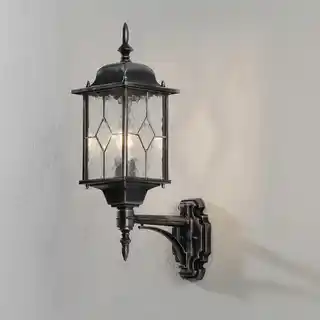 Elstead Lighting Kinkiet zewnętrzny Wexford WX1 IP43 czarno-srebrna oprawa, klasyczny styl