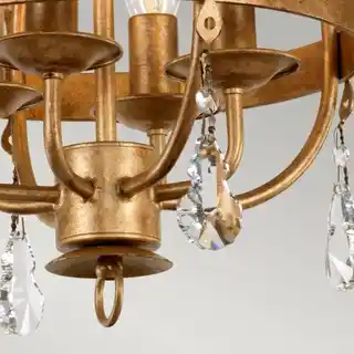 Elstead lampa kryształowa wisząca Windsor4 złota patyna, oprawa z kryształami, nowoczesny design