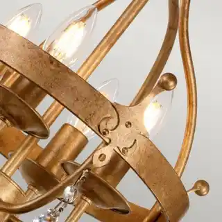 Elstead lampa kryształowa wisząca Windsor4 złota patyna, oprawa z kryształami, nowoczesny design
