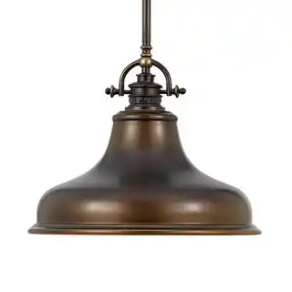 Elstead Emery QZ wisząca lampa loft industrialna brązowa, średnica 34,3 cm