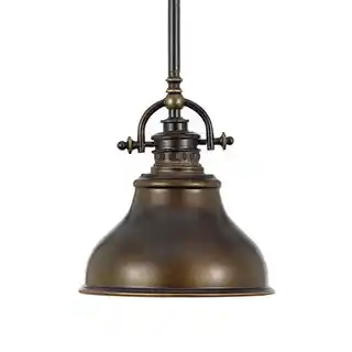 Elstead Lampa wisząca Emery QZ, industrialna, brązowa, Ø 20,3 cm