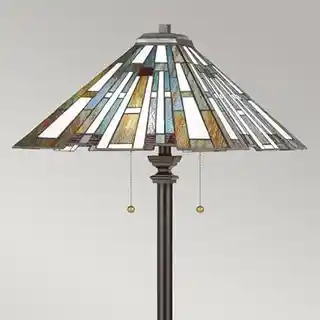 Elstead lampa podłogowa Maybeck QZ, nowoczesny design, stalowa konstrukcja, biały abażur, wysoka, regulowana wysokość