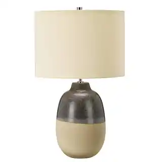 Elstead Lampa stołowa GRANGE PARK kremowy abażur brązowo-szara oprawa