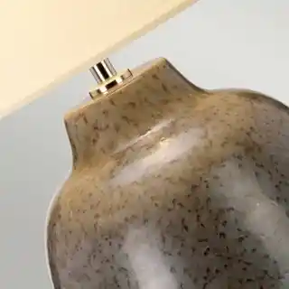 Elstead Lampa stołowa GRANGE PARK kremowy abażur brązowo-szara oprawa