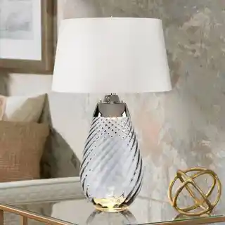 Elstead Lampa stolowa Lena LENA TL L Smoke Owss, nowoczesny design, abażur tekstylny, metalowa podstawa, regulacja natężenia światła