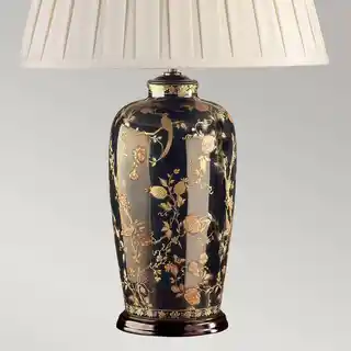 Elstead lampa stolowa Luis Collection Blackbirds, czarna, nowoczesny design, ceramiczna podstawa, 40 cm wysokości