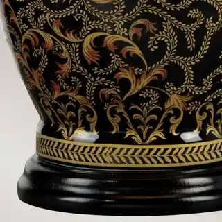 Elstead Lampa stołowa Morris, czarny złoty kremowy abażur, kolekcja Morris TL Large
