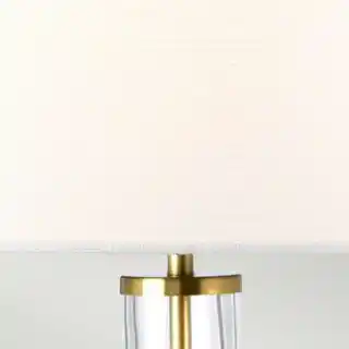 Elstead Lighting lampa stołowa Orb szkło przejrzyste, postarzały mosiądz, biały abażur