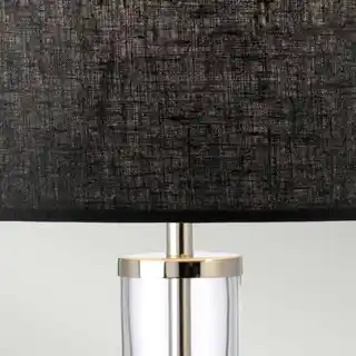 Elstead Lighting lampa stołowa Orb, szkło przejrzyste, polerowany nikiel, czarny abażur