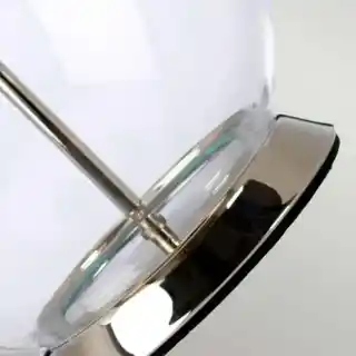 Elstead Lighting lampa stołowa Orb, szkło przezroczyste, polerowany nikiel, biały abażur, model ORB-CLEAR-PN-WHT