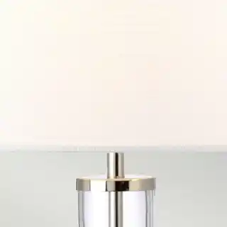 Elstead Lighting lampa stołowa Orb, szkło przezroczyste, polerowany nikiel, biały abażur, model ORB-CLEAR-PN-WHT