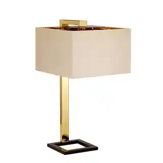 Elstead Lighting Lampa stołowa PLEIN PLEIN TL brązowo-złota beżowy abażur