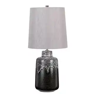 Elstead Lighting Lampa stołowa Woolwich biało-czarna z srebrnym abażurem, model Woolwich TL
