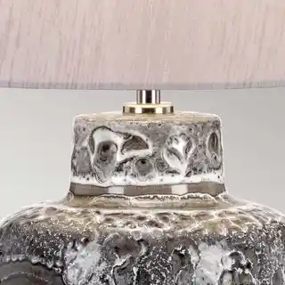 Elstead Lighting Lampa stołowa Woolwich biało-czarna z srebrnym abażurem, model Woolwich TL