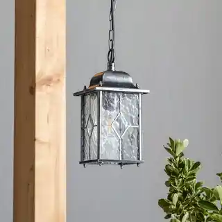 Elstead Lampa wisząca Wexford WX9 IP43 czarno-srebrna metal szkło