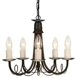 Elstead Lighting Żyrandol Minster MN5 czarny, klasyczna oprawa, metalowa konstrukcja, elegancki design