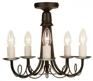 Elstead Lighting Żyrandol Minster MN5 czarny, klasyczna oprawa, metalowa konstrukcja, elegancki design