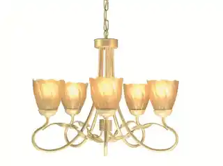 Elstead Lighting Żyrandol Olivia OV5 Ivory Gold rustykalna oprawa, kryształowe elementy, klosz z tkaniny, 3 źródła światła