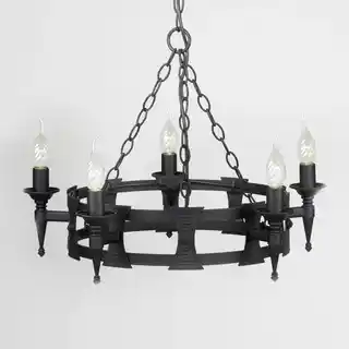 Elstead Lighting Żyrandol Saxon SAX5 czarna oprawa stalowa klasyczny styl