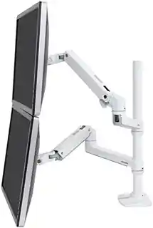 Ergotron LX Dual Stacking Arm uchwyt biurkowy na dwa monitory, biały, wysokie punkty montażowe