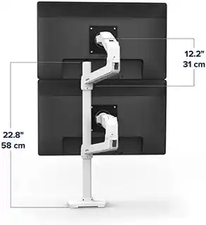 Ergotron LX Dual Stacking Arm uchwyt biurkowy na dwa monitory, biały, wysokie punkty montażowe
