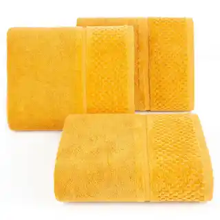 Eurofirany Classic ręcznik 30x50 cm welurowa bordiura ryżowa faktura musztardowy 550 g/m2