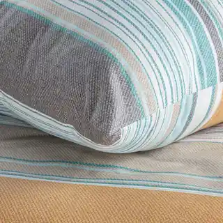EUROFIRANY CLASSIC RENFORCE DELUXE Komplet pościeli SARA 36 z wysokogatunkowej bawełny z wzorem w pasy 220x200cm jasnoturkusowy, jasnopomarańczowy