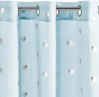 Eurofirany firana Bonnie 140x250 cm niebieska srebrne serca