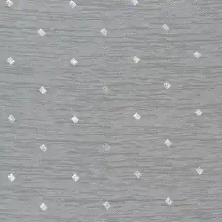 Eurofirany Firana gotowa SIBEL z srebrnym nadrukiem drobnych kwadracików 300x250cm biały, srebrny przelotki/koła