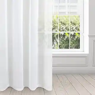 Eurofirany Firana gotowa TIA z gładkiego matowego woalu 140x250cm biały przelotki/koła