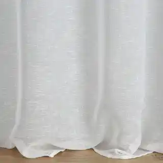 Eurofirany Firana w stylu eko z gładkiej etaminy półtransparentna 300x250cm biały przelotki/koła