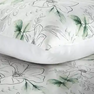 Eurofirany Komplet Pościeli Satynowej 220x200 Spring 28 biała zielona kwiaty