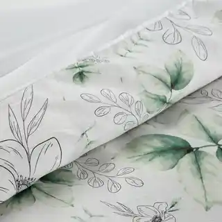 Eurofirany Komplet Pościeli Satynowej 220x200 Spring 28 biała zielona kwiaty