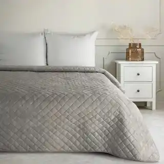 Eurofirany narzuta Blink 3 170x210 cm beżowo srebrna, dekoracyjna, bawełniana, elegancka
