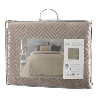 Eurofirany Narzuta dekoracyjna 220x240 Sofia beżowa popielata welurowa