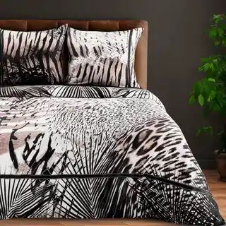 Eva Minge Eurofirany pościel satynowa 160x200, trzyczęściowy komplet, poszewki 70x80, makosatyna, pudrowa czarna pantera