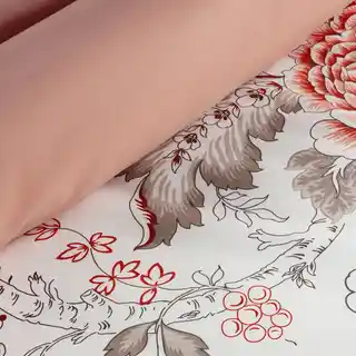 Eurofirany Pościel bawełniana 140x200 Sara 33 biała morelowa kwiaty