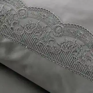 Eurofirany Pościel bawełniana Lana 1 160x200 szara ciemna koronka haftowana jednobarwna premium
