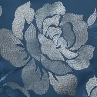 Eurofirany Pościel satynowa 160x200 Haft 3 granatowa srebrna haftowana kwiaty